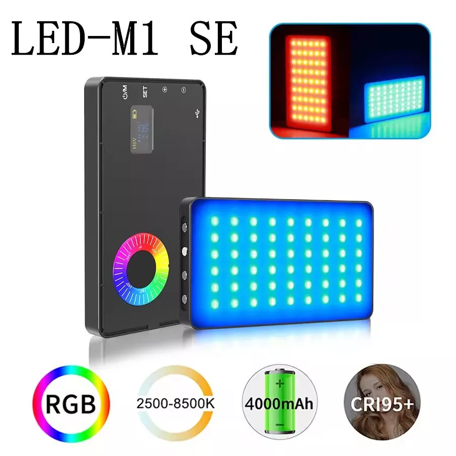RGB Video, LED Camera Light Full Color Portable Photography Lighting, Rechargeable Battery CRI 95+ 2500-8500K Dimmable Panel Lamp Support Magnetic Attraction